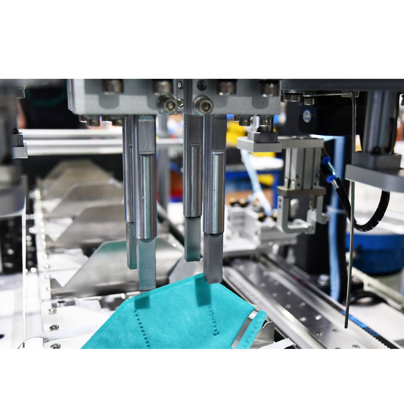 头挂式折叠口罩贴铝条焊带穿扣机