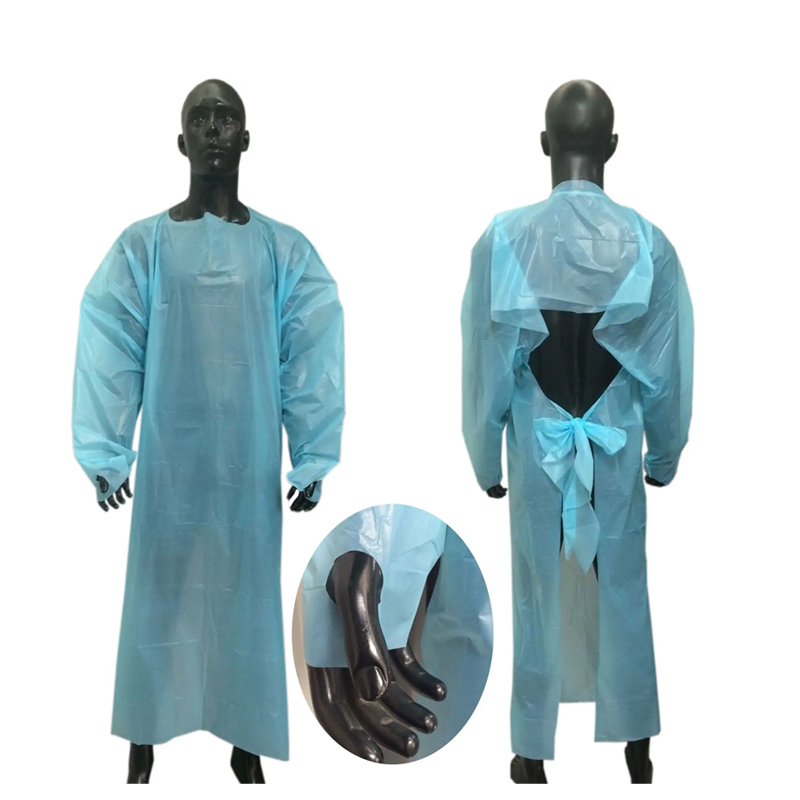 Disposable cpe isolation clothing machine with reverse thumb buckle